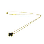 Van Cleef & Arpels // 18k Yellow Gold Vintage Alhambra Onyx Pendant Necklace // 14.76"-16.33" // Store Display