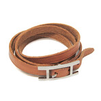 Hermes // Hapi 3 Leather + Palladium Bracelet // 8.26"-8.66" // Store Display