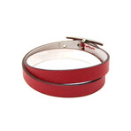 Hermes // Behapi Double Tour Reversible Leather + Palladium-Plated Buckle Bracelet // 5.9"-6.29" // Store Display