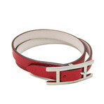 Hermes // Behapi Double Tour Reversible Leather + Palladium-Plated Buckle Bracelet // 5.9"-6.29" // Store Display