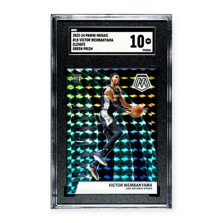 Victor Wembanyama // 2023-24 Mosaic Elevate Green Prizm // RC // SGC 10 Gem Mint