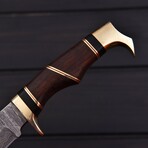 Damascus Hunting Knife // Rose Wood & Black Micarta // 7388