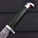 Damascus Hunting Knife // Green Micarta // 7383