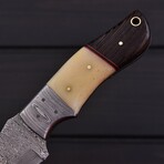 Damascus Skinner Knife // Smooth Bone & Wenge Wood // 7395