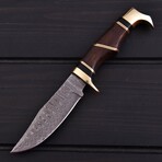 Damascus Hunting Knife // Rose Wood & Black Micarta // 7388