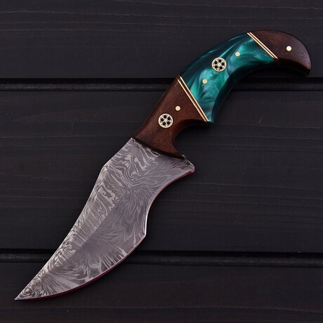 Damascus Skinner Knife // Acrylic Resin // 7389