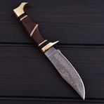 Damascus Hunting Knife // Rose Wood & Black Micarta // 7388
