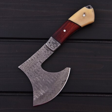 Damascus Mini Tomahawk // Red Padauk Wood // 7404