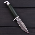 Damascus Hunting Knife // Green Micarta // 7383