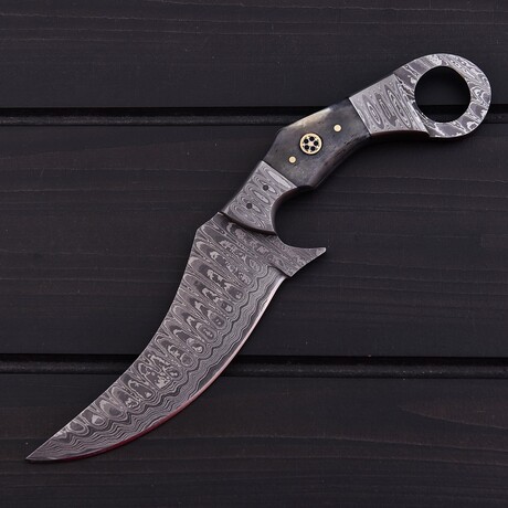 Damascus Hunting Skinner // Bone // 7390