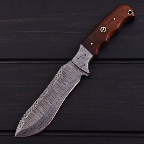 Damascus Hunting Knife // Rose Wood // 7397