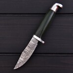 Damascus Hunting Knife // Green Micarta // 7383