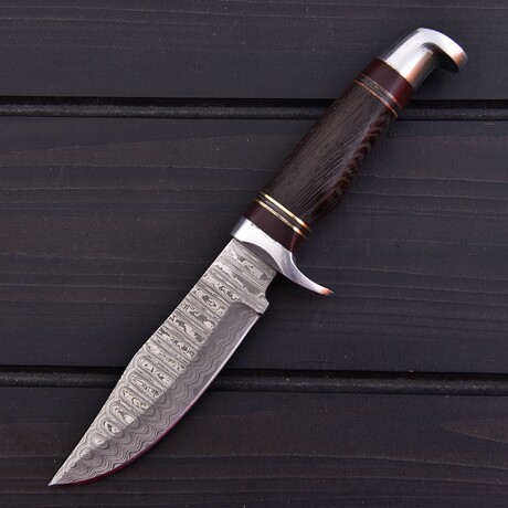 Damascus Hunting Knife // Wenge Wood & Micarta // 7385