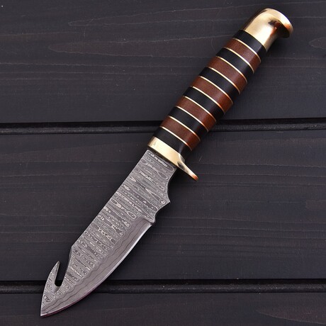 Hunting Guthook Knife //  Brown & Black Micarta // 7382
