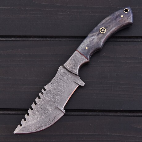 Damascus Tracker Knife // Bone // 7386