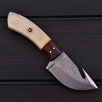 Damascus Skinner Knife // Rose Wood With Smooth Bone // 7399