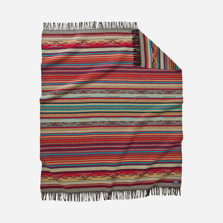Chimayo Throw // 60 x 62 in // Garnet + Gray Stripes