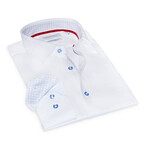 Contrast Collar & Cuff Button Up // White + Check Blue Trim (3XL)
