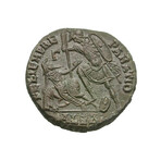Roman Soldier Spearing Barbarian Horseman // 351-355 AD Coin