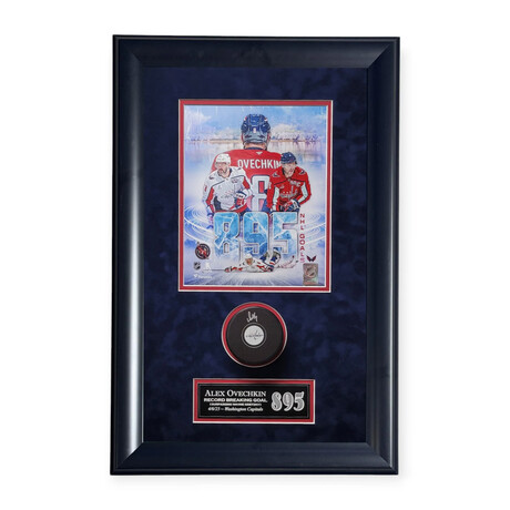 Alex Ovechkin // Washington Capitals // Autographed Hockey Puck + Framed