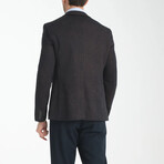 Slim Fit Notch Collar One Button Splat Patterned Blazer // Brown (Euro: 48)