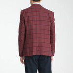 Slim Fit Notch Collar Double Button Plaid Blazer // Burgundy (Euro: 56)