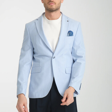 Slim Fit Notch Collar One Button Patterned Blazer // Light Bñie (Euro: 44)