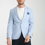 Slim Fit Notch Collar One Button Patterned Blazer // Light Bñie (Euro: 50)