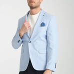 Slim Fit Notch Collar One Button Patterned Blazer // Light Bñie (Euro: 50)