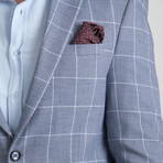 Slim Fit Notch Collar Double Button Plain Blazer // Light Blue (Euro: 48)