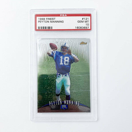 Peyton Manning // 1998 Topps Finest Football #121 RC // PSA 10 GEM MINT