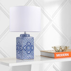 Margaret Metal & Ceramic Table Lamp, White/Blue