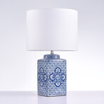 Margaret Metal & Ceramic Table Lamp, White/Blue