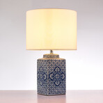 Margaret Metal & Ceramic Table Lamp, White/Blue