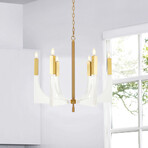 Omeara Metal & Acrylic Chandelier Light, Clear Brass