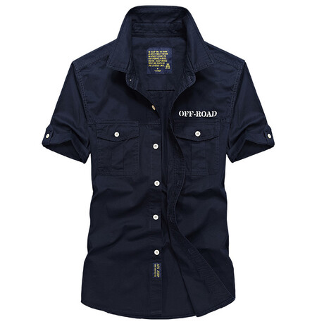 Cargo Button-Up Shirt // Navy Blue (XS)