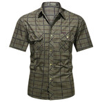 Windowpane Button-Up Shirt // Army Green (2XL)