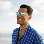Mount Evans Polarized Sunglasses // Gold + Sky Blue