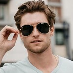 Mile Highs Polarized Sunglasses // Gold + Aviator Green