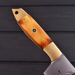 J2 Steel Chef Knife // Brass Double Bolsters // 7409