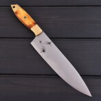 J2 Steel Chef Knife // Brass Double Bolsters // 7409