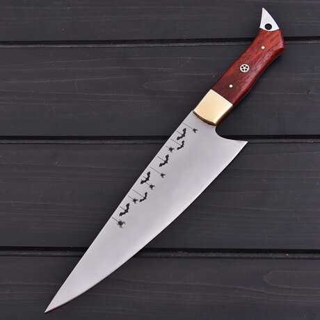 J2 Steel Kitchen Knife // Red Padauk Wood // 7414