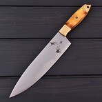 J2 Steel Chef Knife // Brass Double Bolsters // 7409