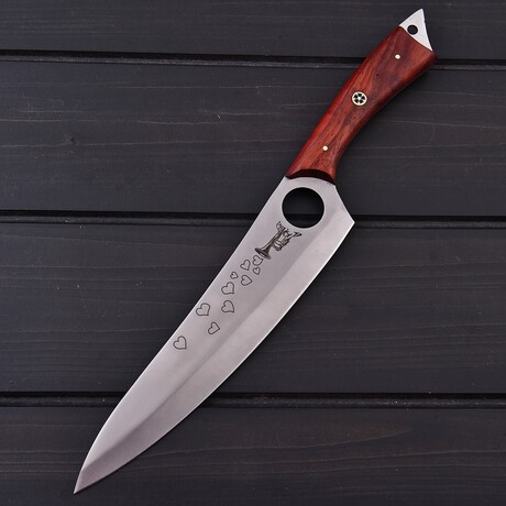 J2 Steel Kitchen Knife // Red Padauk Wood // 7410