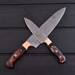 Damascus Chef // 2 Pcs Set // Dyed Color Bone