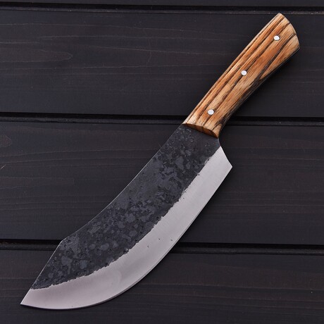 High Carbon Butcher Knife // Burn Ash Wood // 7435