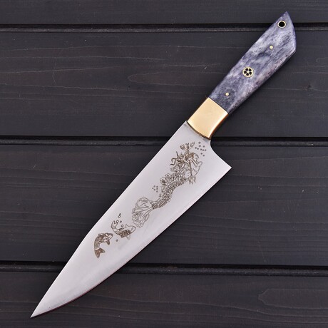 J2 Steel Kitchen Knife // Dyed Color Bone // 7421