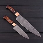 Damascus Chef // 2 Pcs Set // Dyed Color Bone