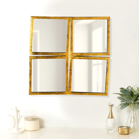 Nico Clear & Gold Iron Wall Mirror