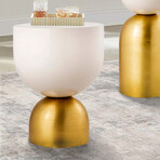 Calista Iron Round Side Table, Brass - Ivory